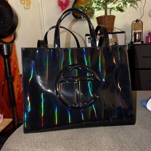 Telfar Black Iridescent Tote Bag